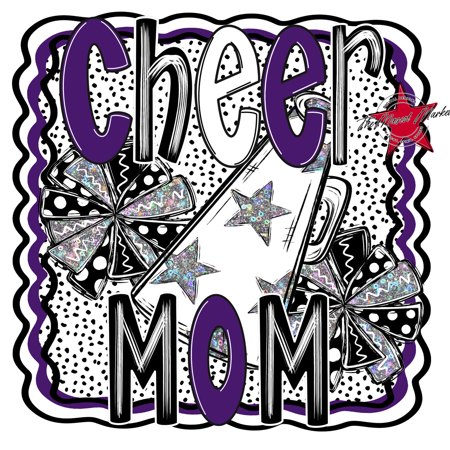 Cheer Mom Megaphone Dot Design-Purple