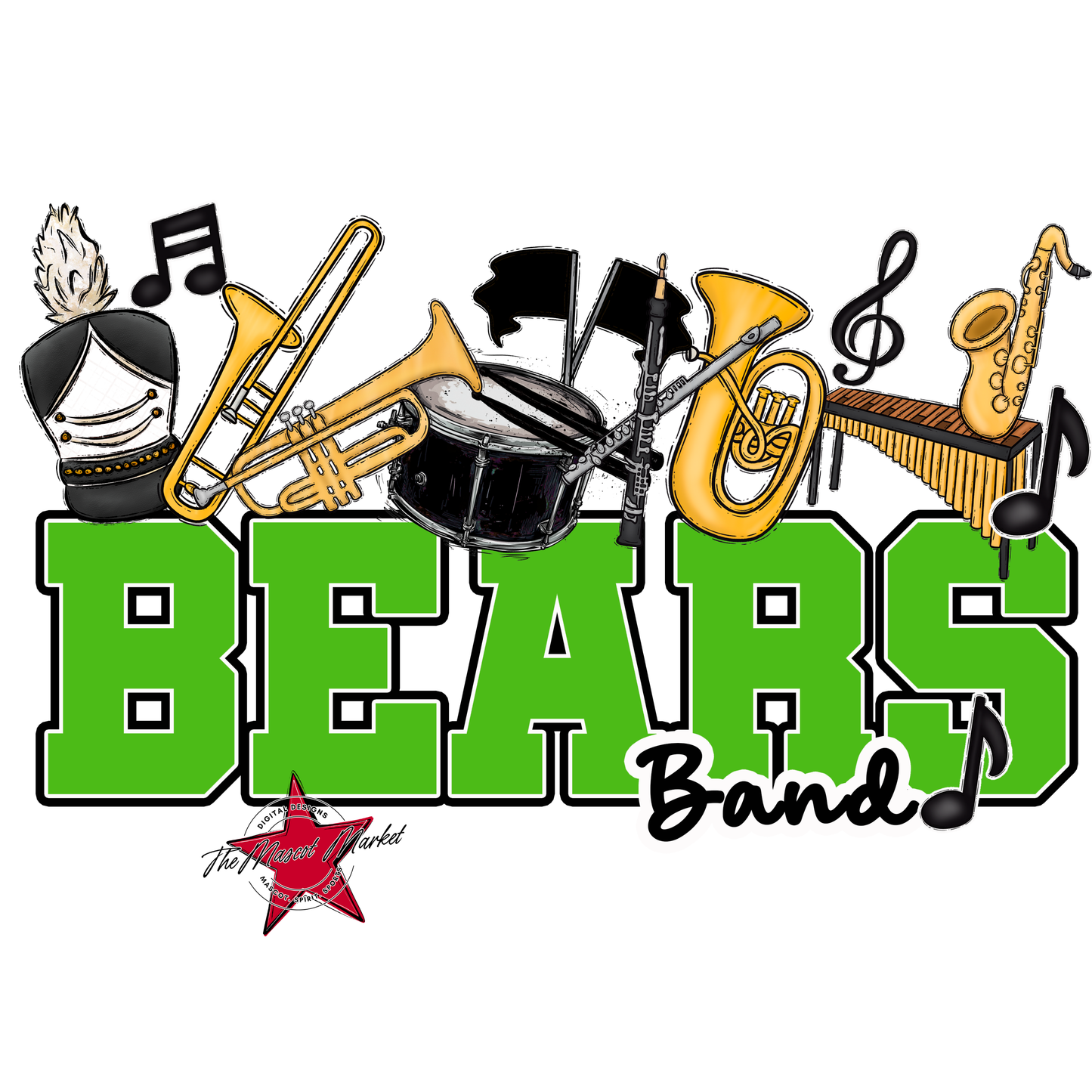 Bears Varsity Band Design-Bright Green