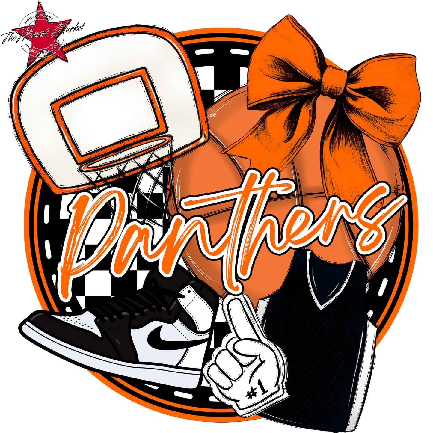 Panthers Circle Basketball Design-Orange