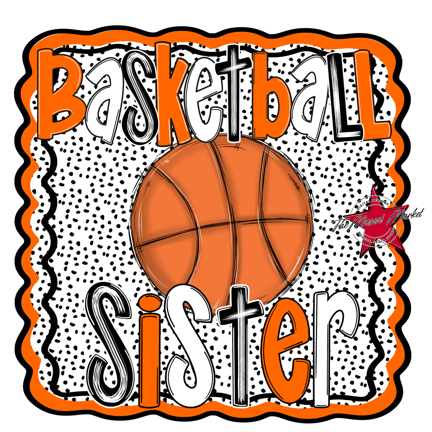 Basketball Sister Dots Design-Orange