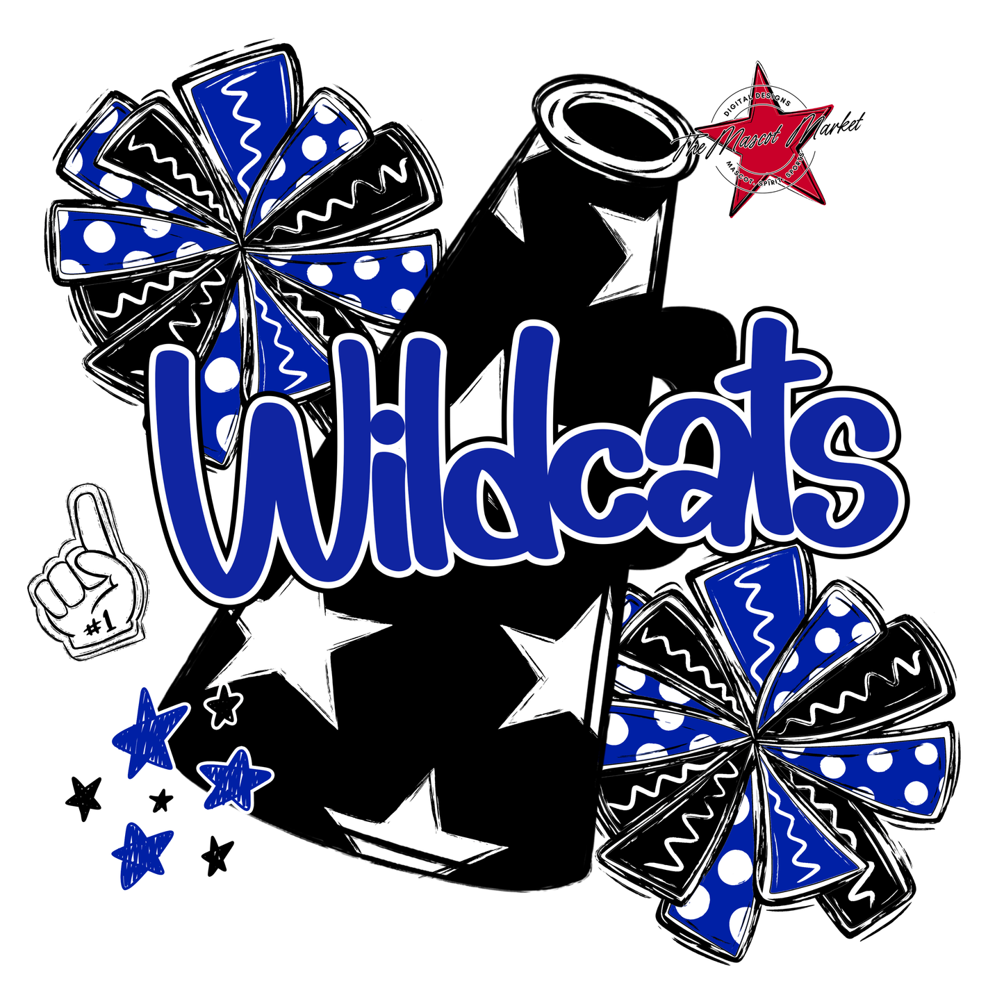 Wildcats Alpha Megaphone Design-Royal Blue