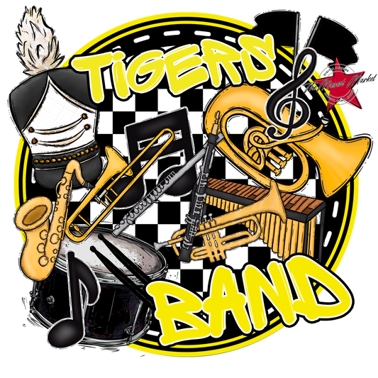 Tigers Circle Band Design-Bright Yellow