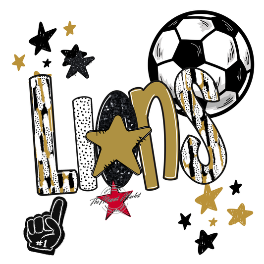 Lions Soccer Scrape-Gold