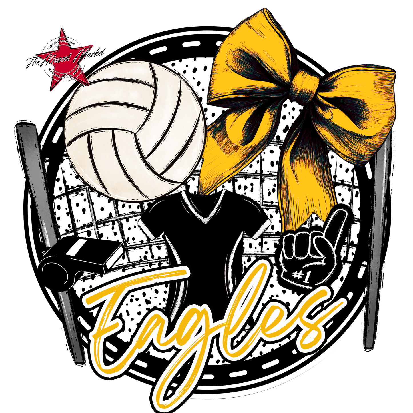 Eagles Circle Volleyball Design-Yellow