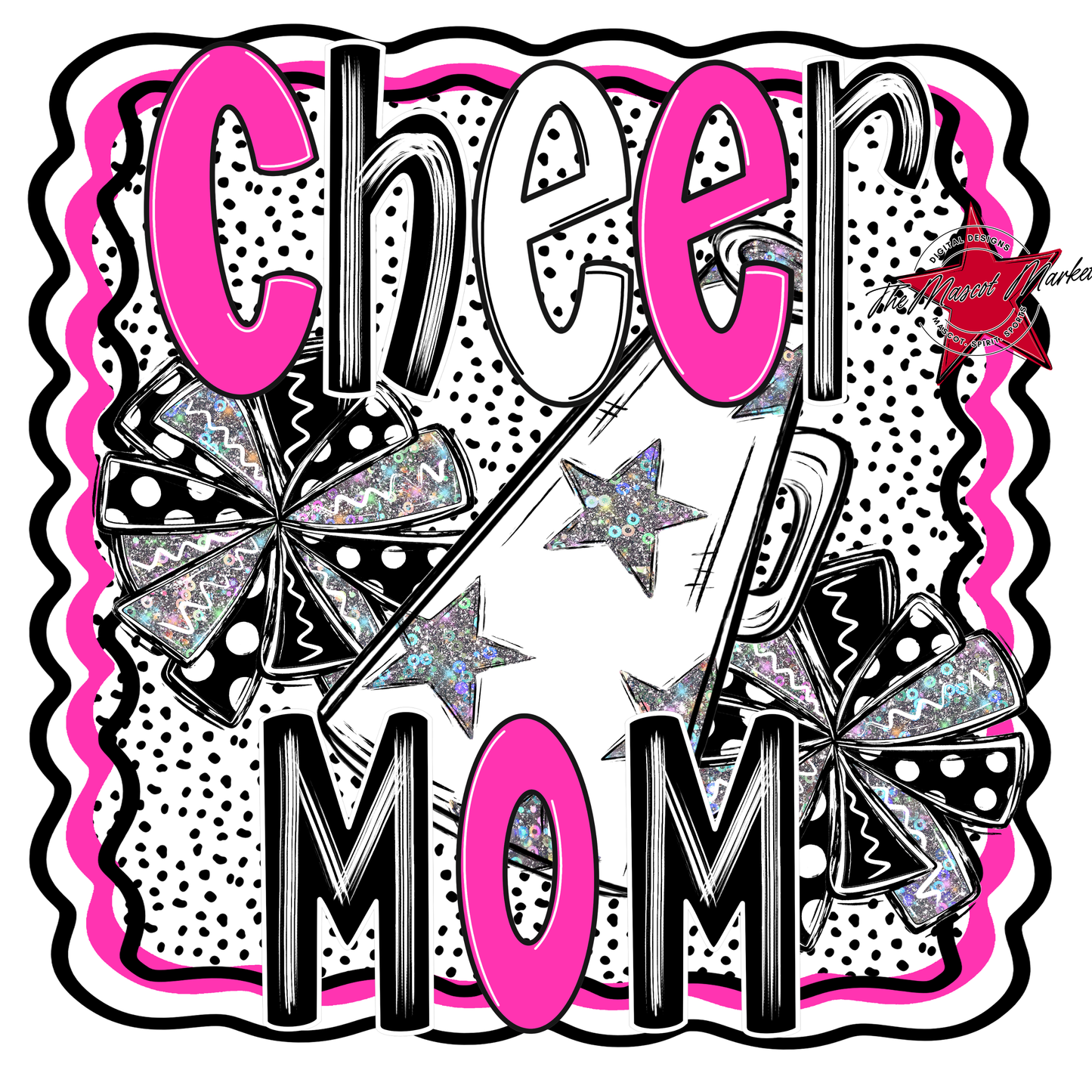 Cheer Mom Megaphone Dot Design-Pink