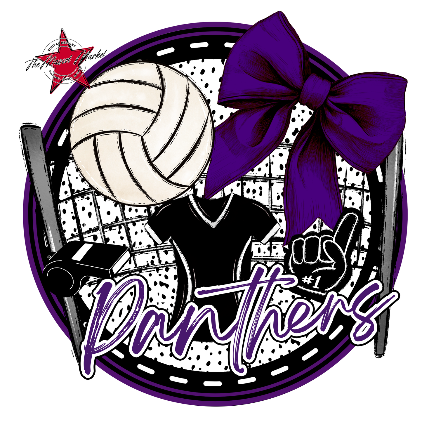 Panthers Circle Volleyball Design-Purple