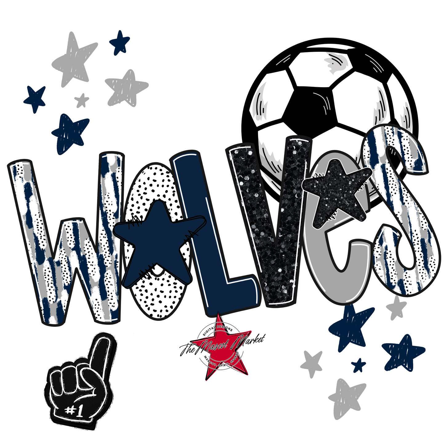 Wolves Soccer Scrape-Navy-Grey
