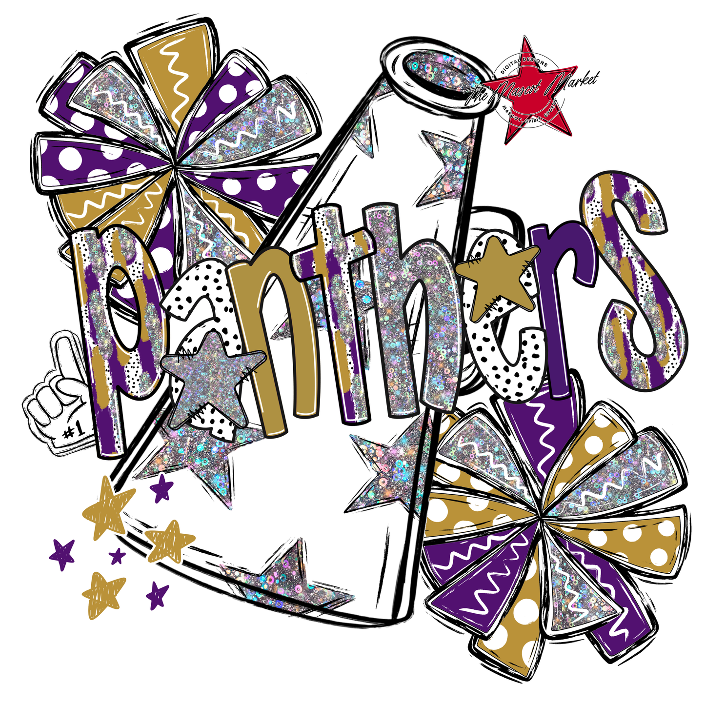 Panthers Cheer Megaphone Scrape-Purple-Gold