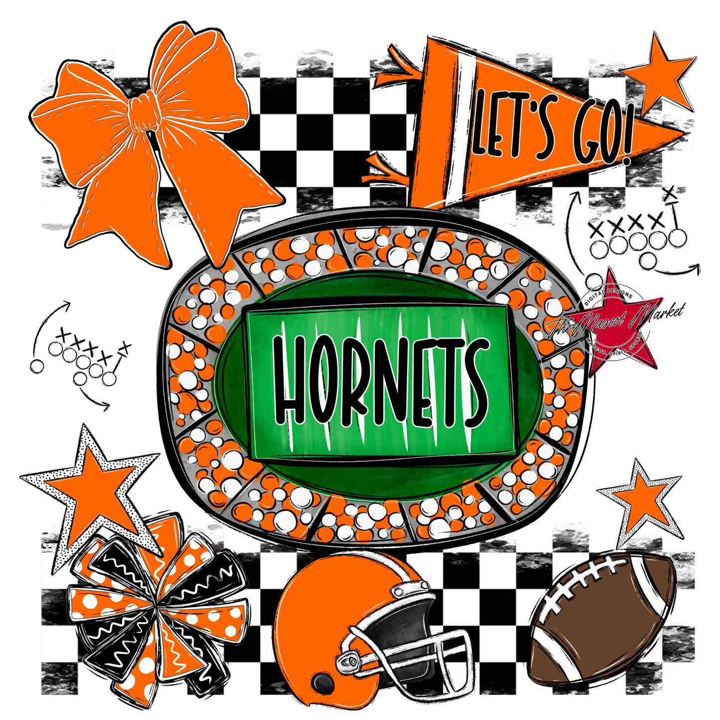 Hornets Checkers Spirit Design-Orange
