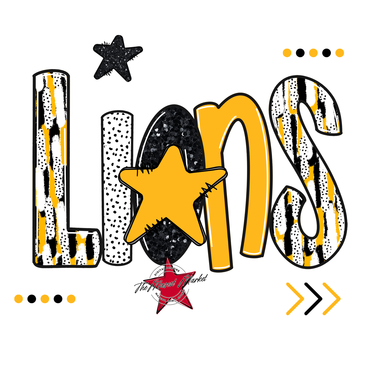 Lions Brushstroke Alpha w Arrows-Yellow