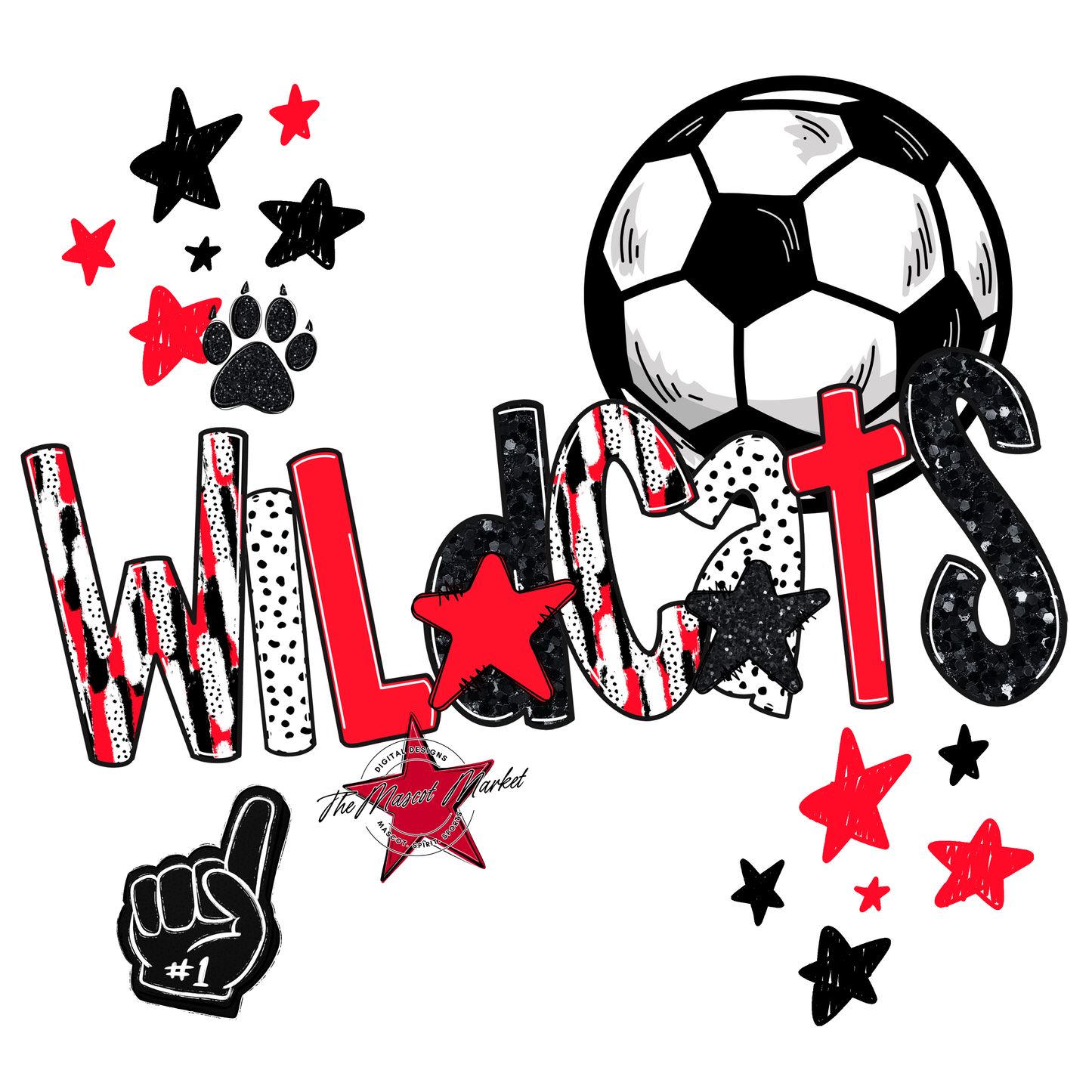 Wildcats Soccer Scrape-Bright Red