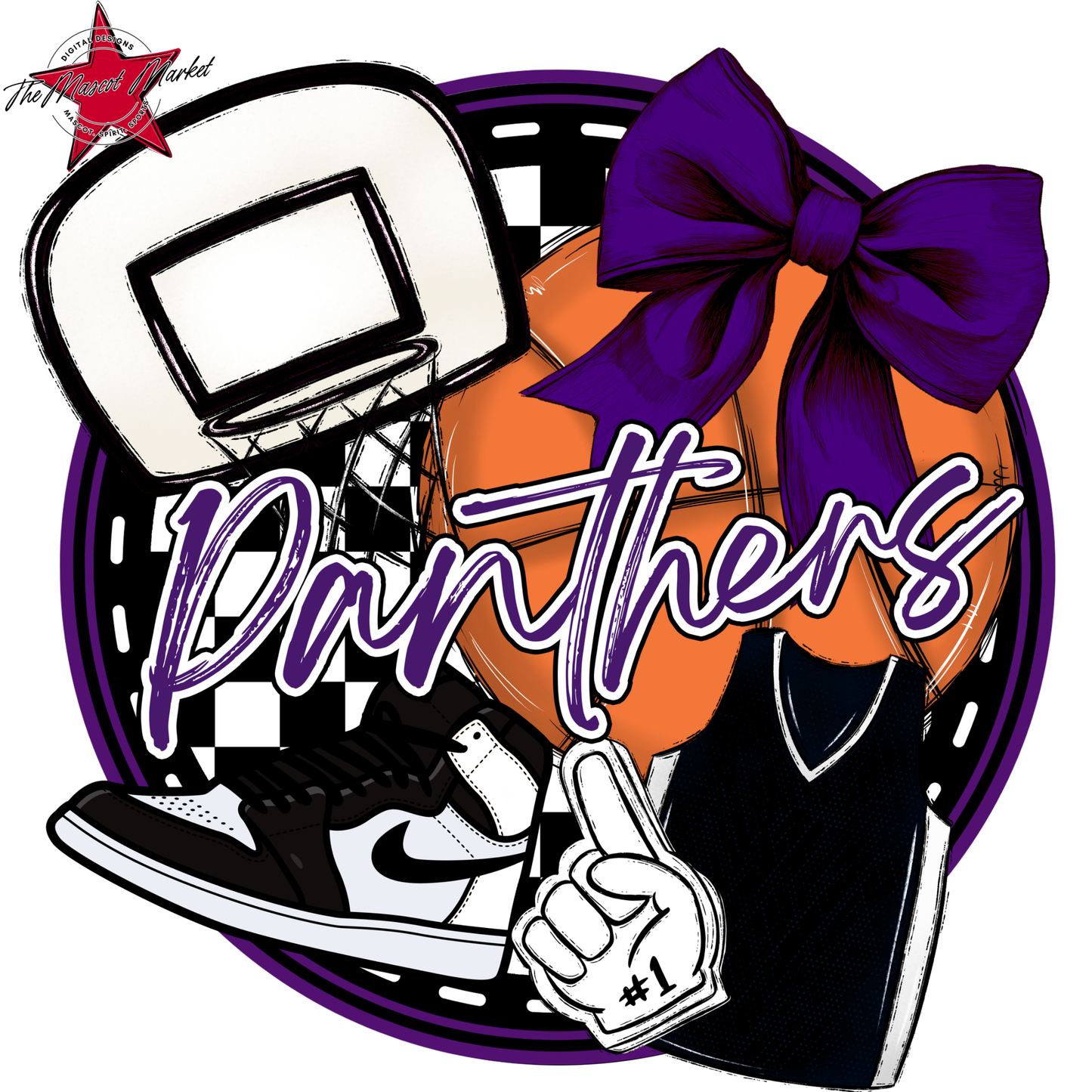 Panthers Circle Basketball Design-Purple