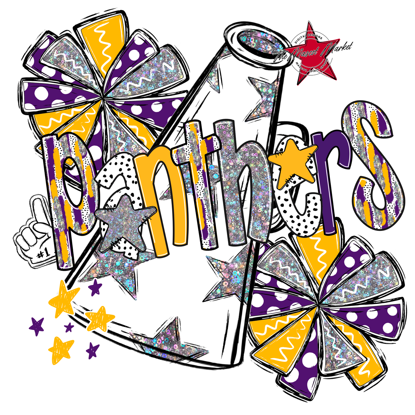 Panthers Cheer Megaphone Scrape-Purple-Yellow