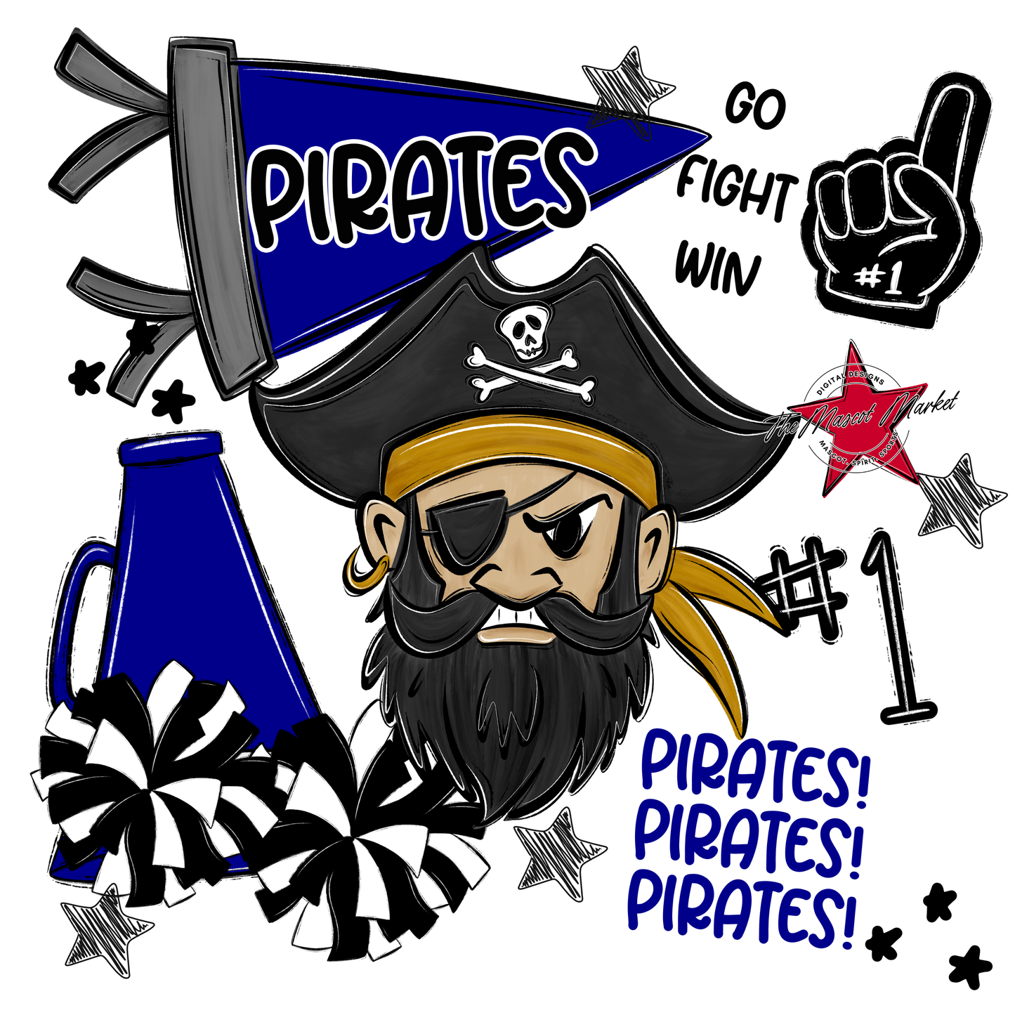 Pirates Spirit Design-Blue