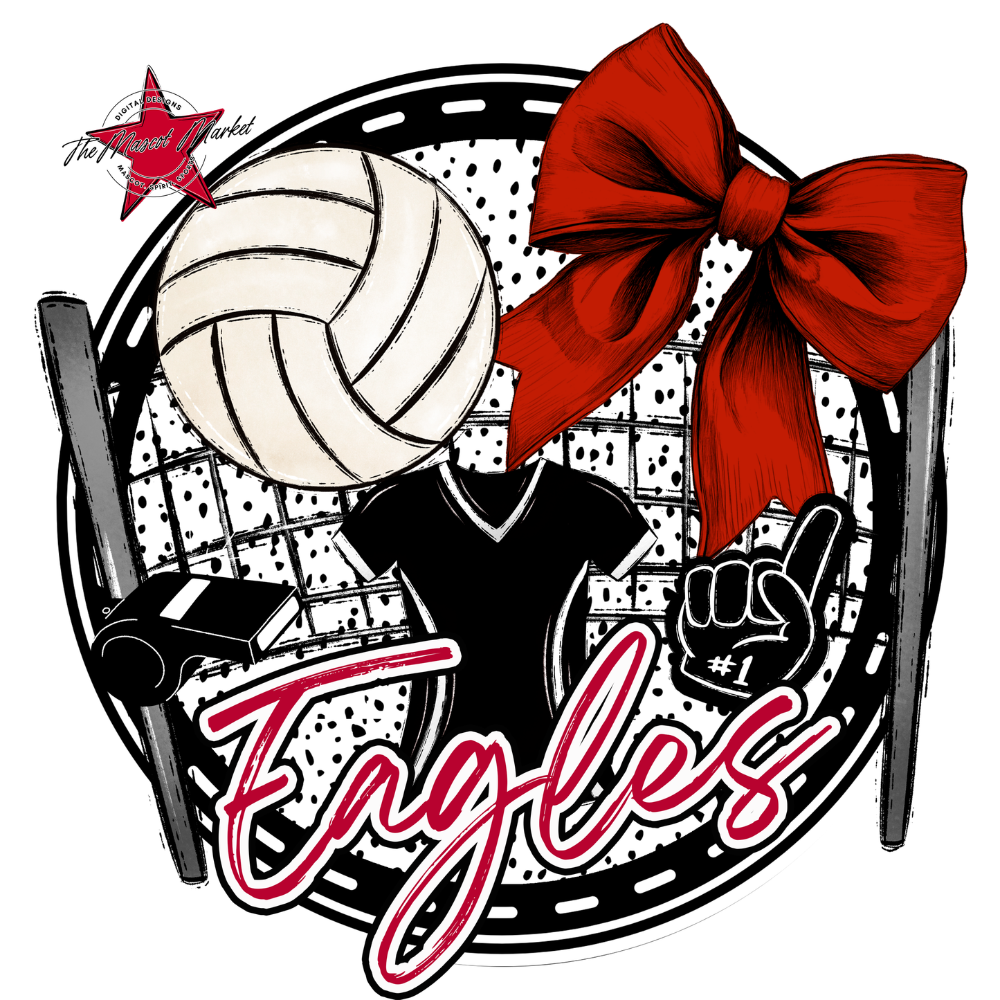 Eagles Circle Volleyball Design-Red