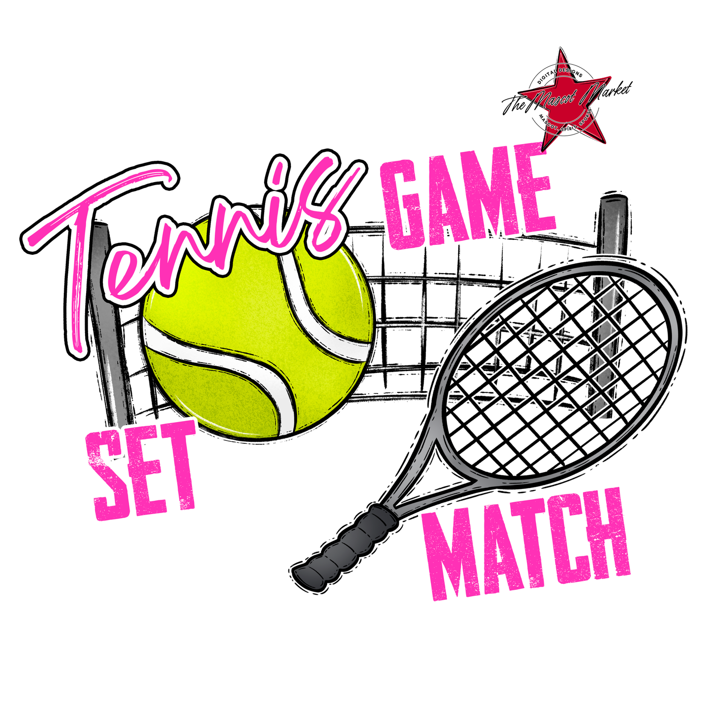 Game, Set, Match Tennis Design-Pink