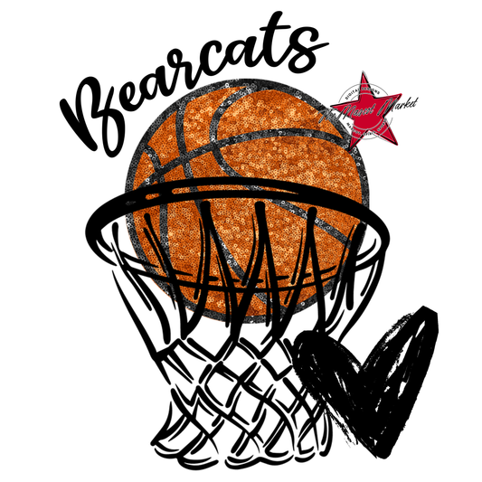 Bearcats Basketball Sequins w Net-Black