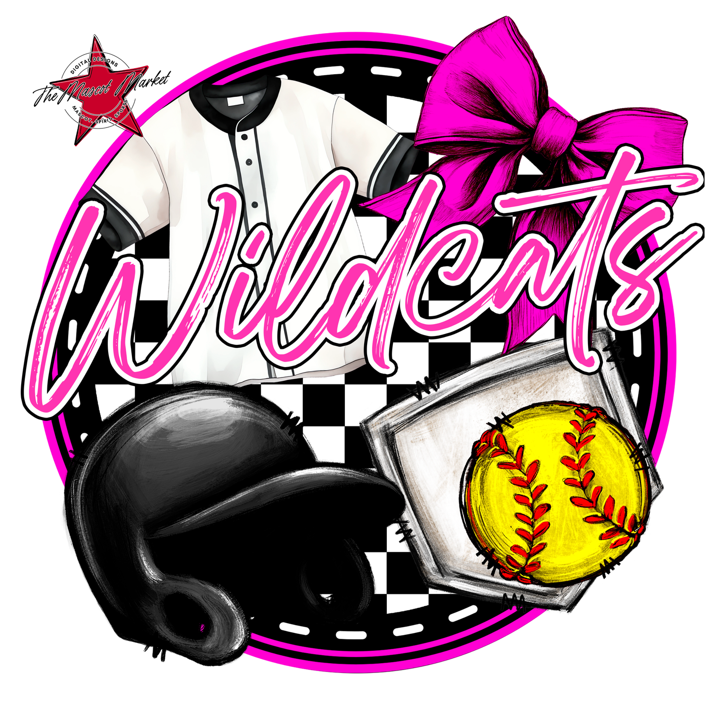 Wildcats Circle Softball Design-Pink
