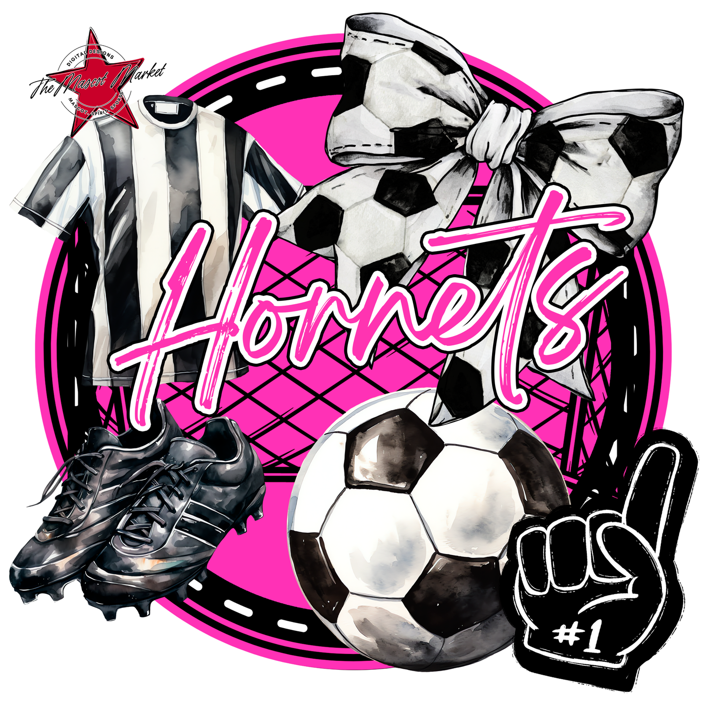 Hornets Circle Soccer Design-Pink