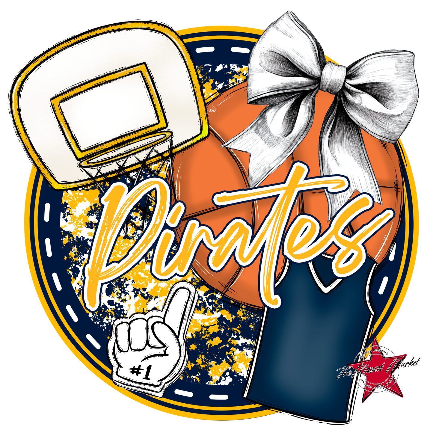 Pirates Circle Basketball Design-Navy-Yellow