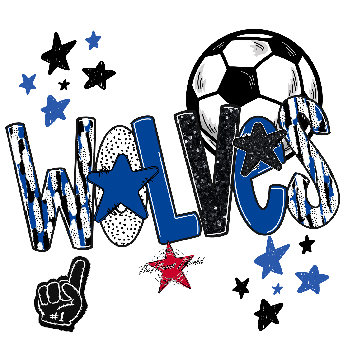 Wolves Soccer Scrape-Off Blue