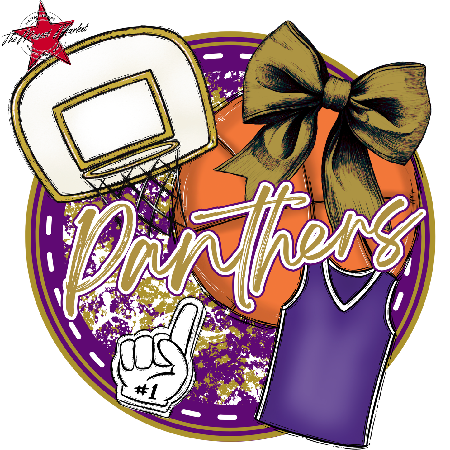 Panthers Circle Basketball Design-Purple-Gold