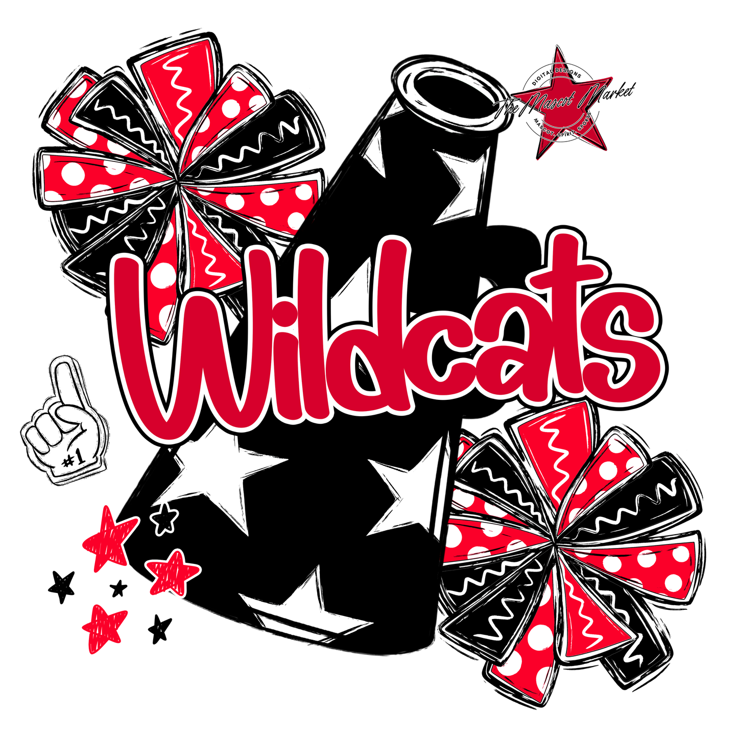 Wildcats Alpha Megaphone Design-Red