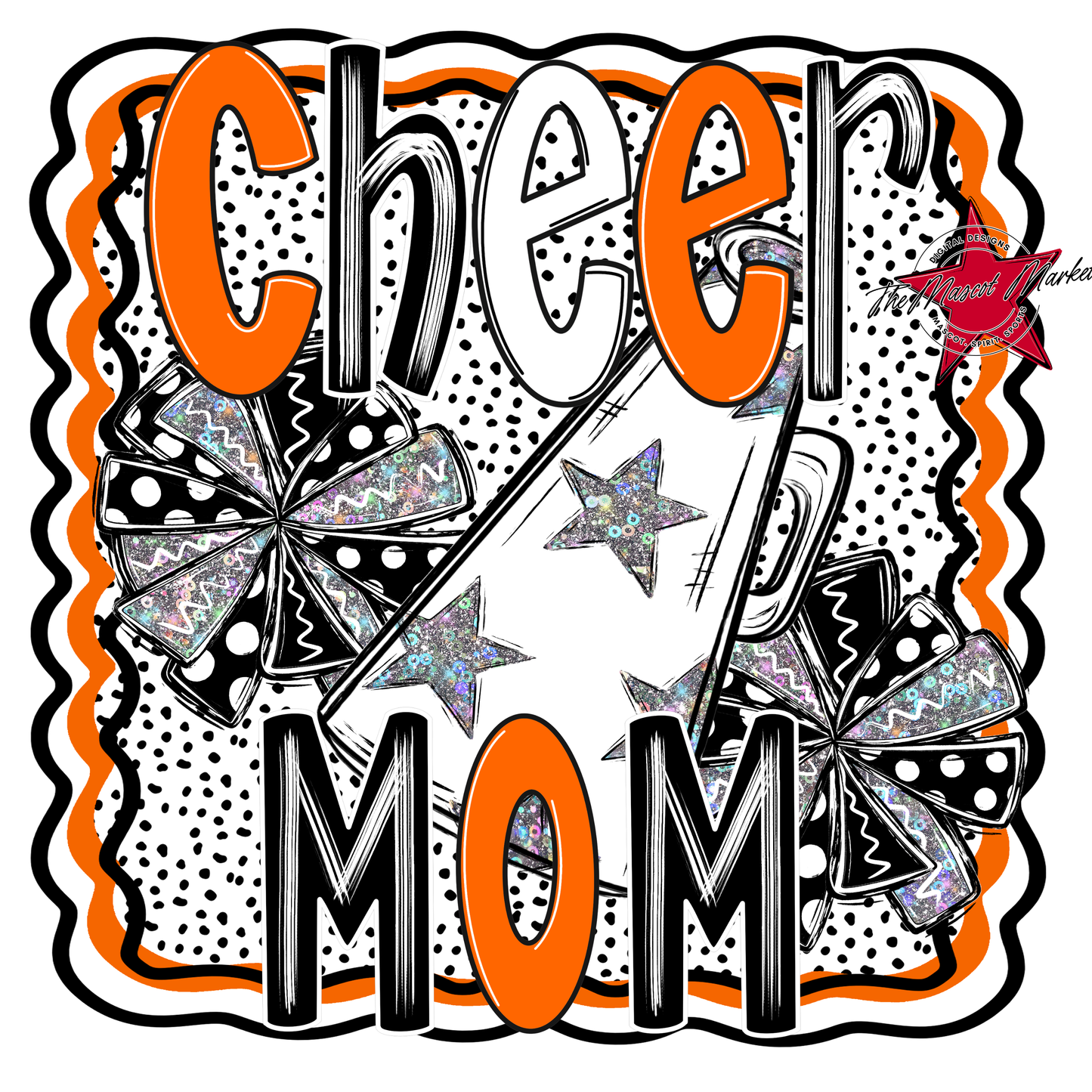 Cheer Mom Megaphone Dot Design-Orange