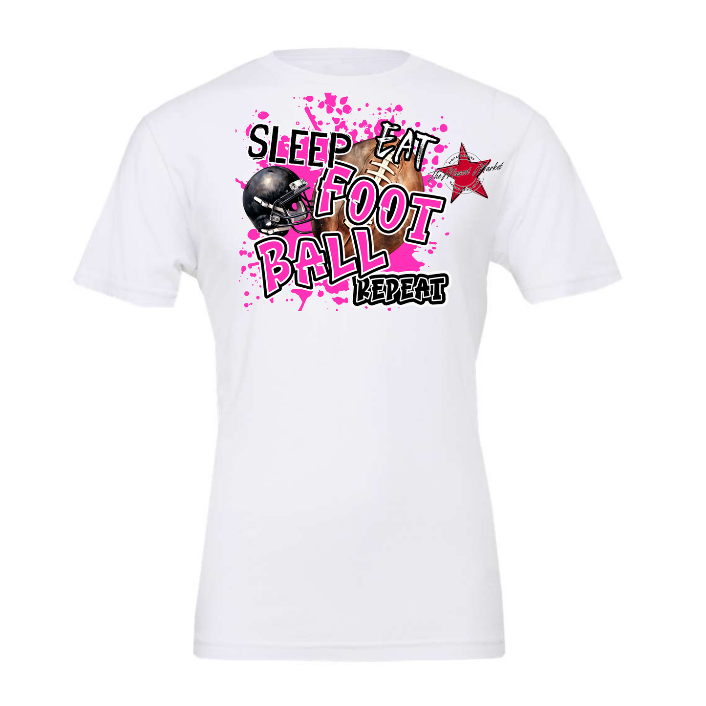 Eat Sleep Football Repeat-Pink
