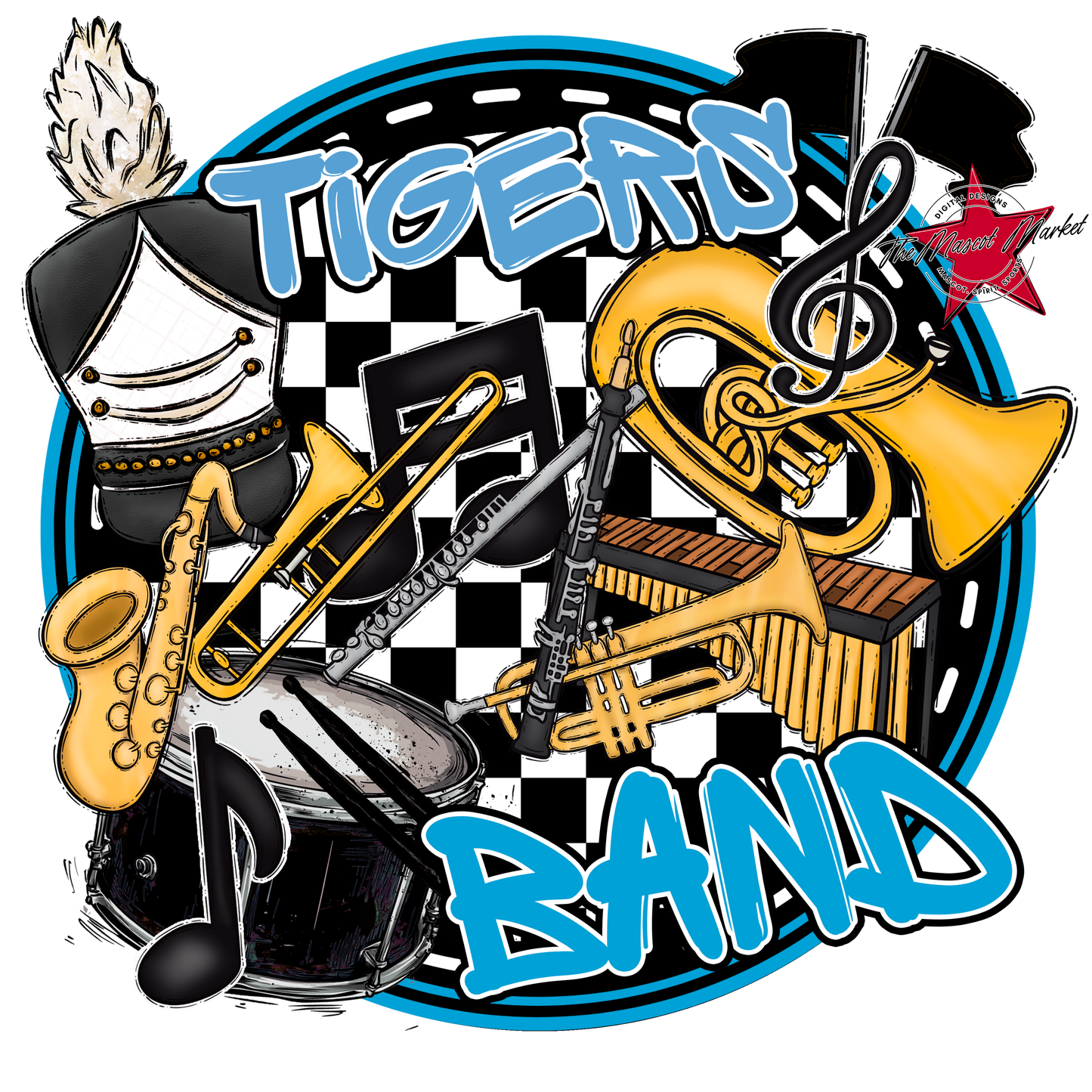 Tigers Circle Band Design-Carolina Blue