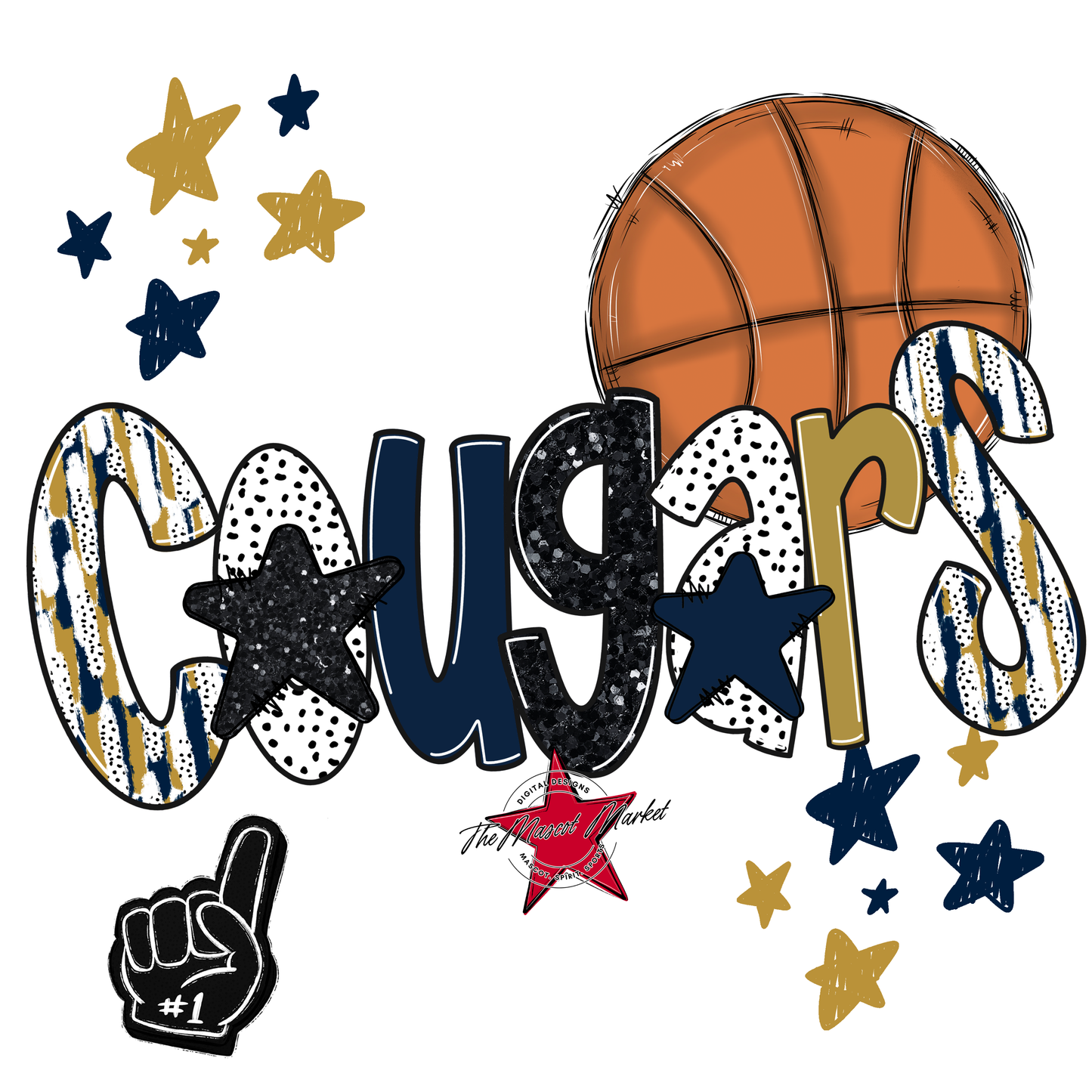 Cougars Basketball Scrape-Navy-Gold