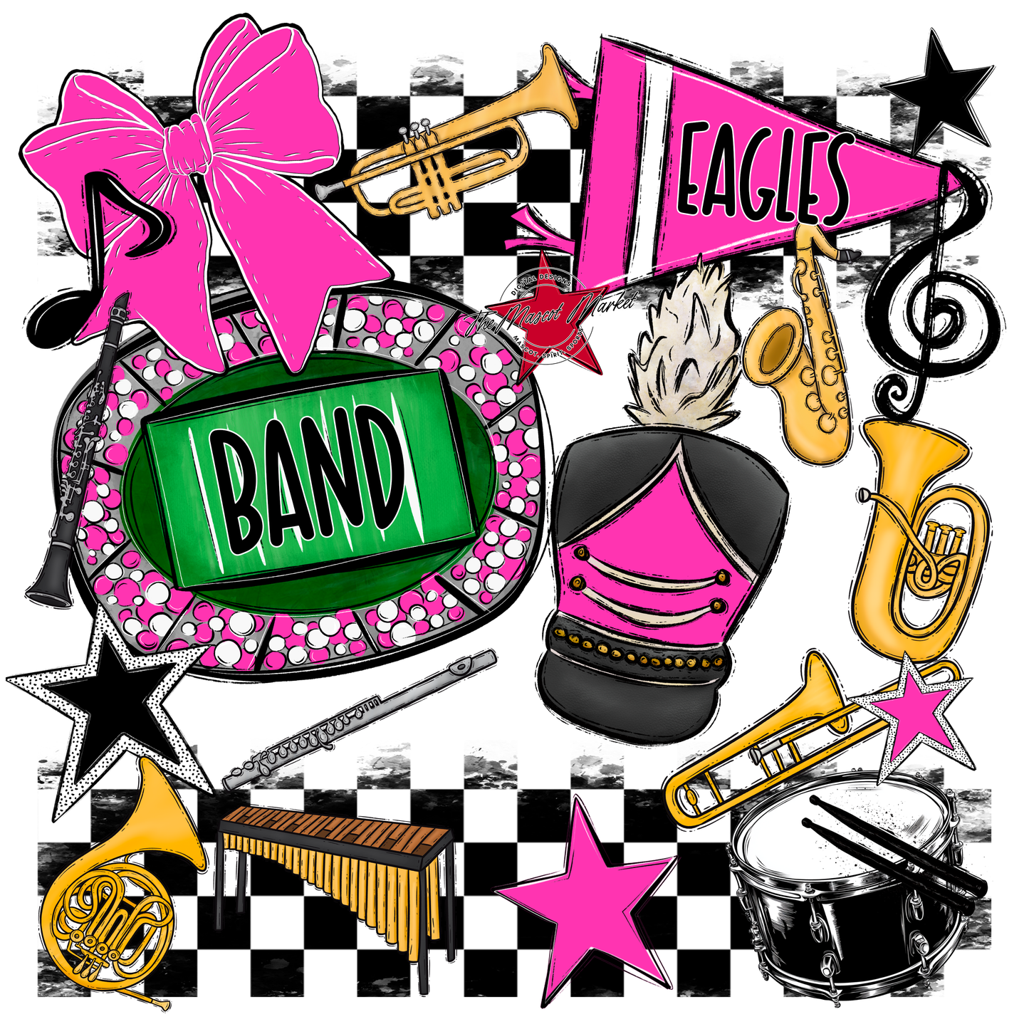 Eagles Band Checkers Design-Pink