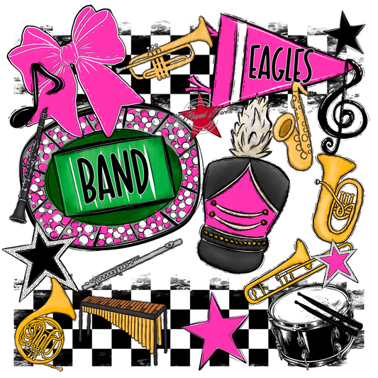 Eagles Band Checkers Design-Pink