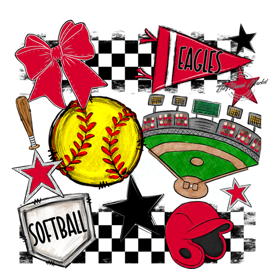 Eagles Softball Checkers Design-Red