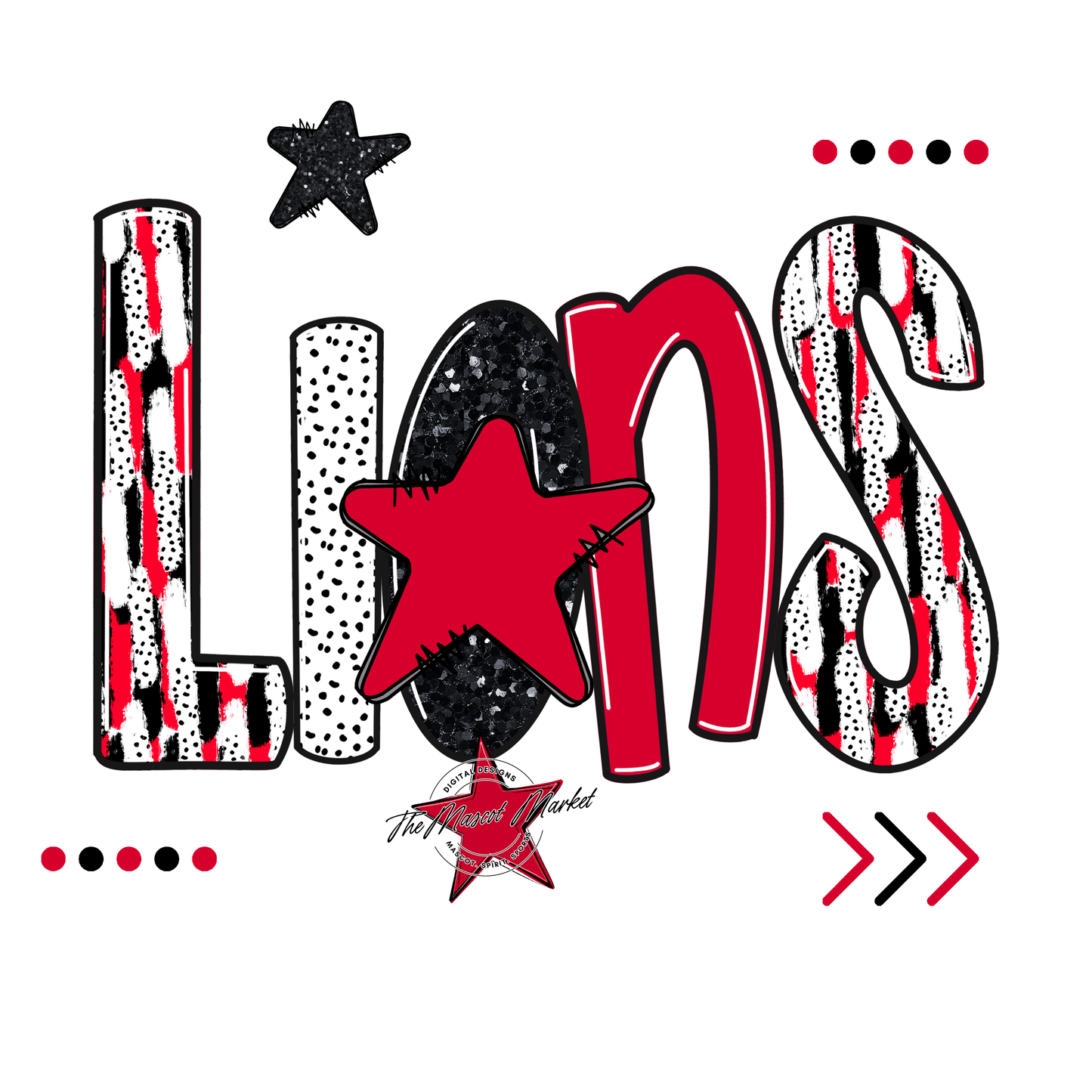 Lions Brushstroke Alpha w Arrows-Red