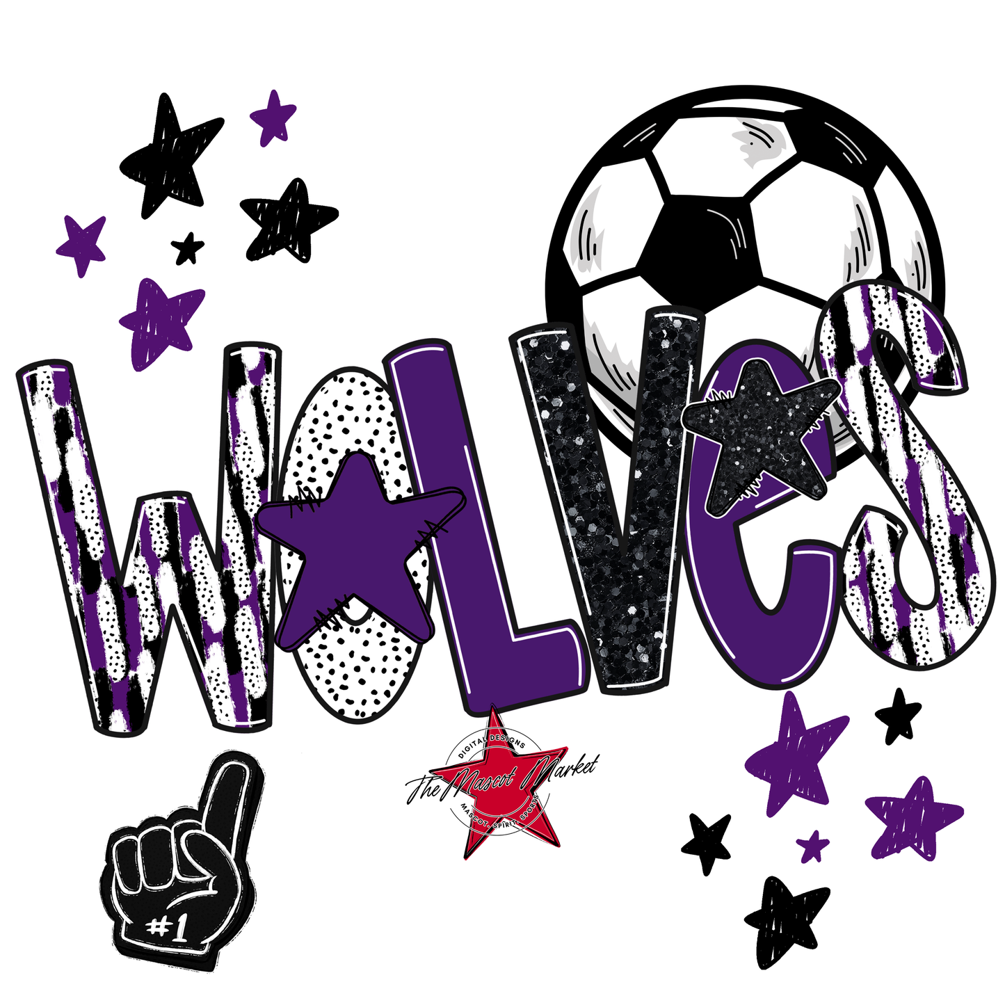 Wolves Soccer Scrape-Purple