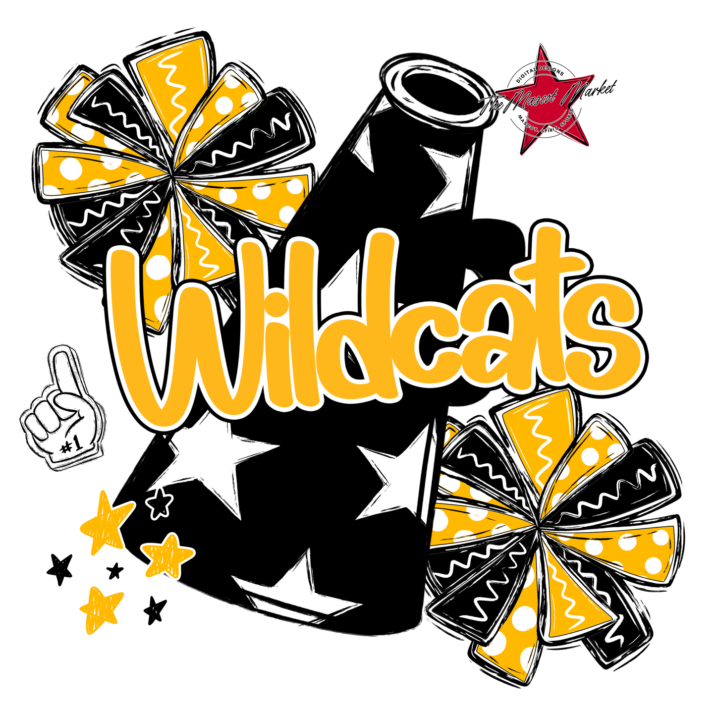Wildcats Alpha Megaphone Design-Yellow