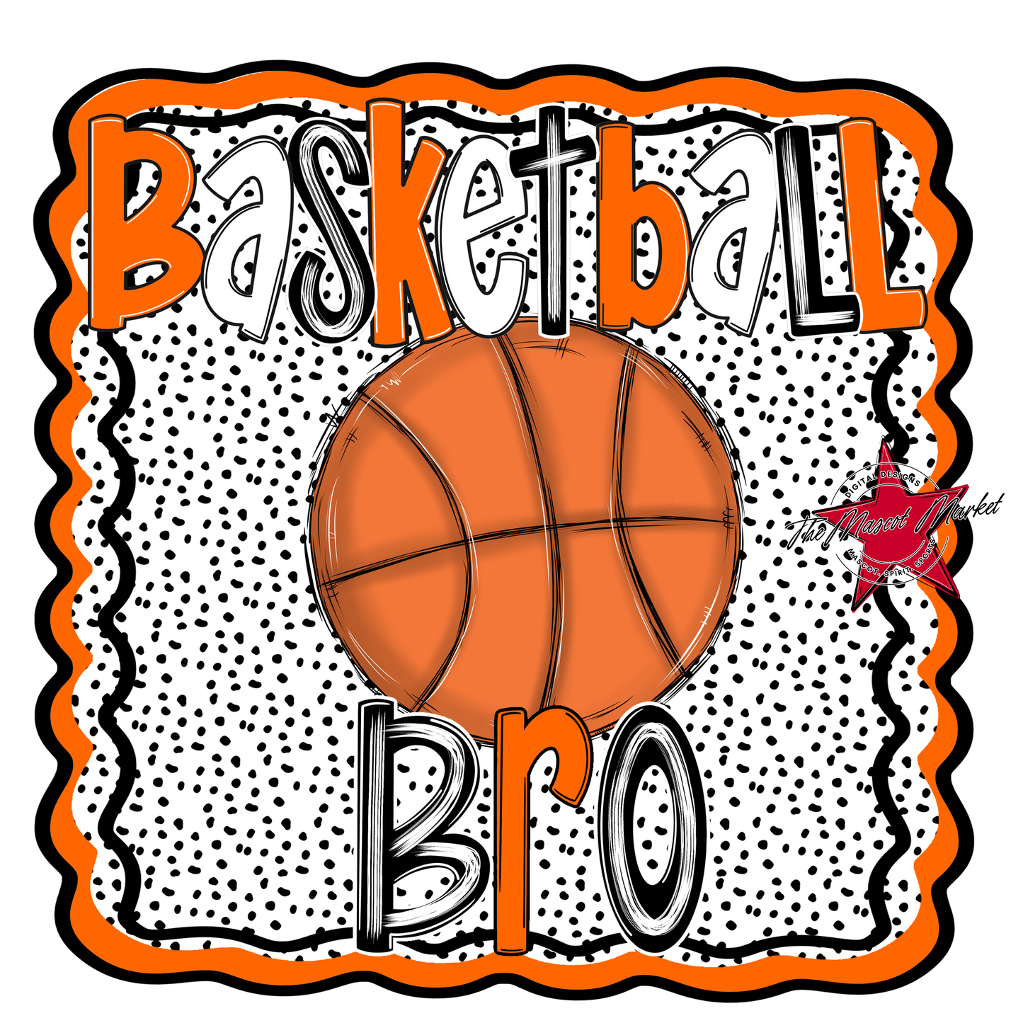 Basketball Bro Dots Design-Orange