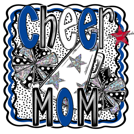 Cheer Mom Megaphone Dot Design-Off Blue