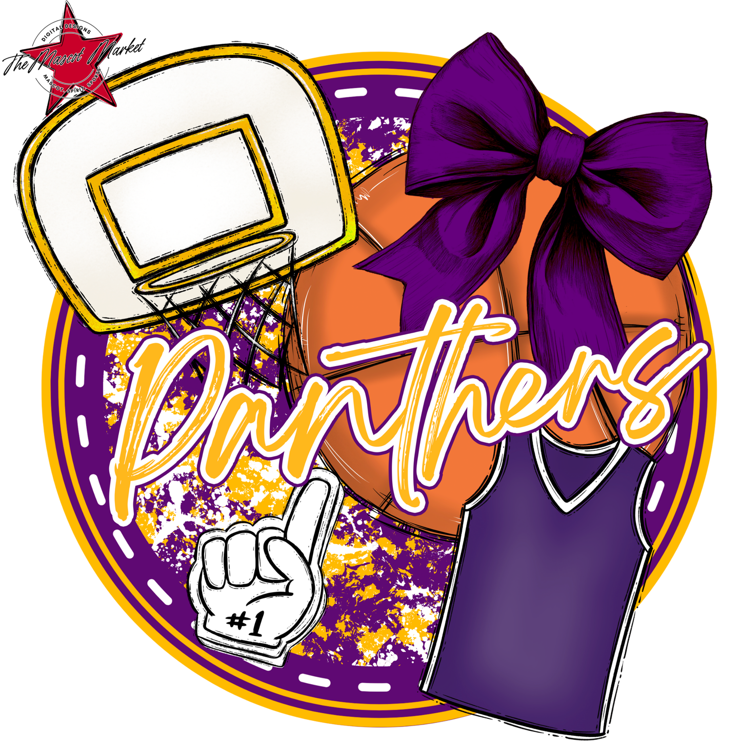 Panthers Circle Basketball Design-Purple-Yellow