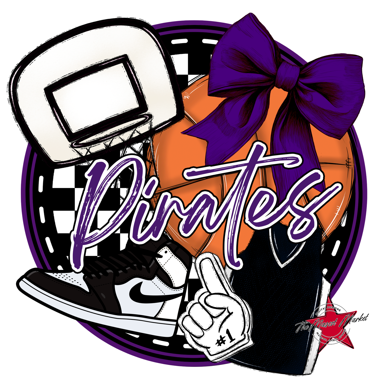 Pirates Circle Basketball Design-Purple