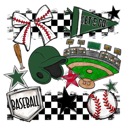 Baseball Checkers Spirit Design-Green
