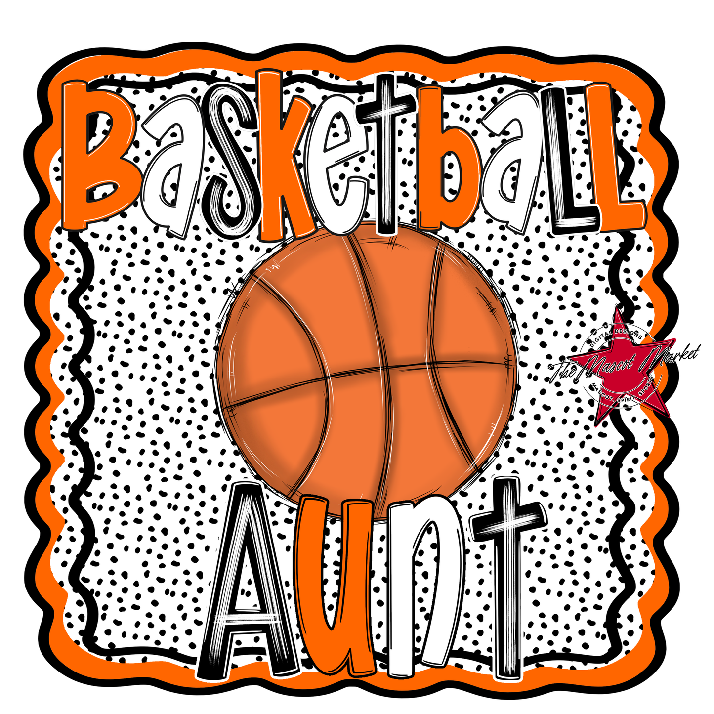 Basketball Aunt Dots Design-Orange