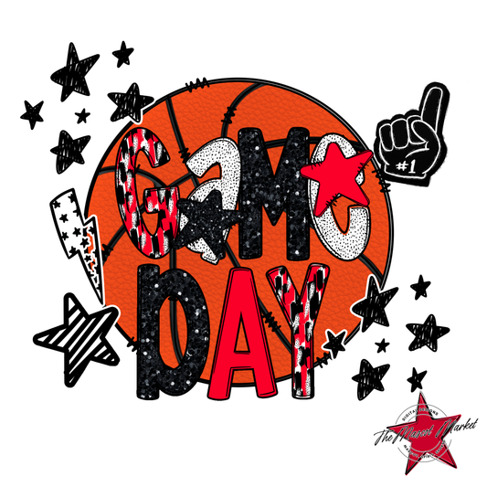 Basketball Game Day Scrape-Bright Red