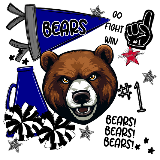 Bears Mascot Spirit Design Megaphone-Blue