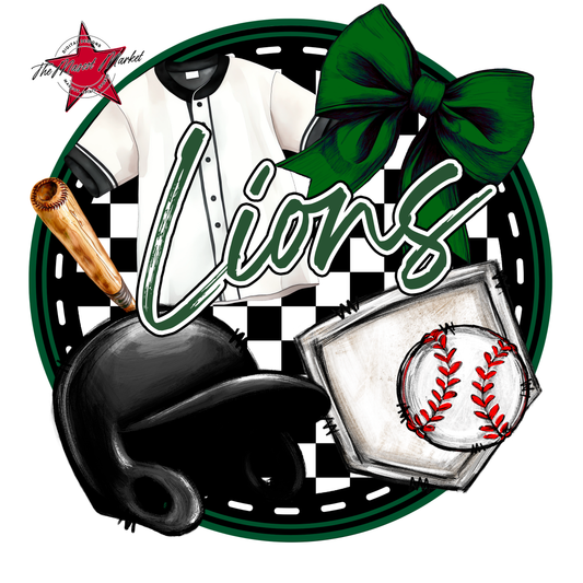 Lions Circle Baseball Design-Green