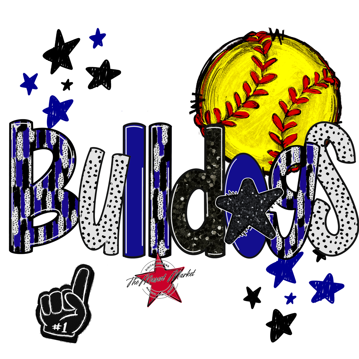 Bulldogs Softball Scrape-Blue