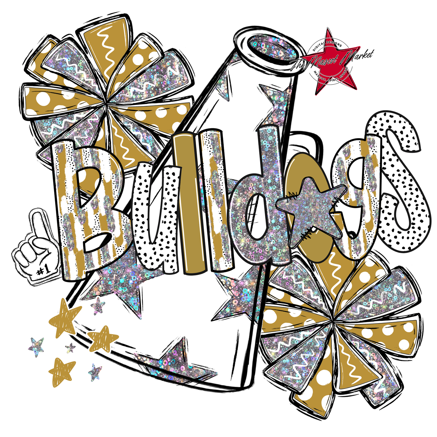 Bulldogs Cheer Megaphone Scrape-Gold