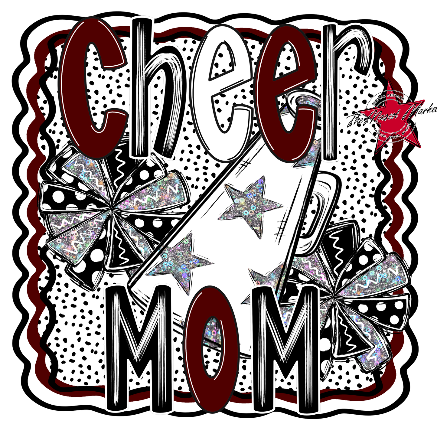 Cheer Mom Megaphone Dot Design-Maroon