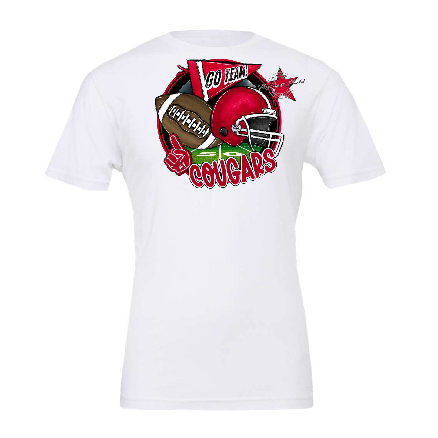 Cougars Circle Football Design-Red